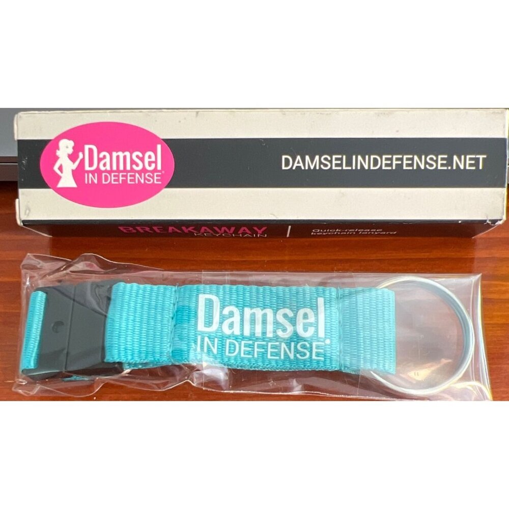 Damsel In Defense Breakaway Keychain In Teal Nylon Strap Carabiner New in Box